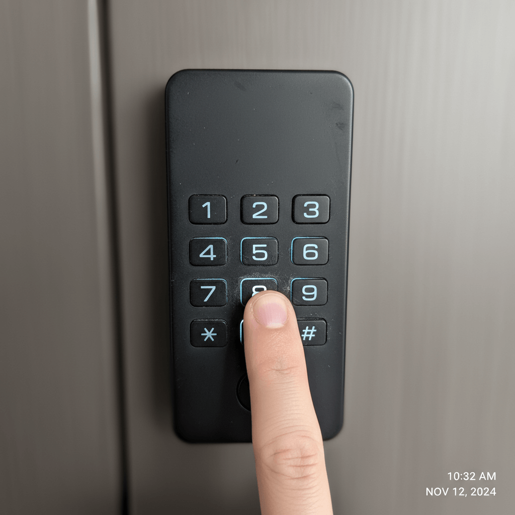 Modernes Codeschloss und digitale Zutrittskontrolle an der Eingangstür