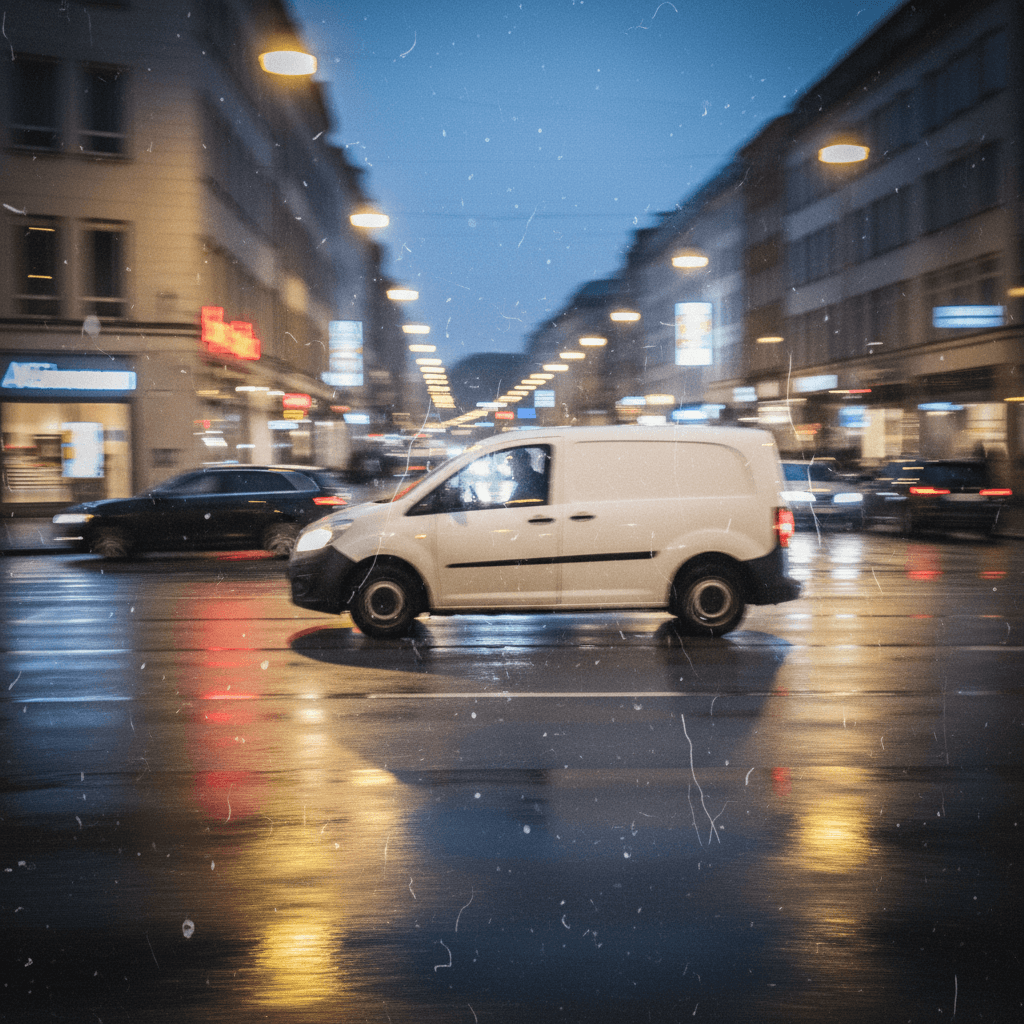 Einsatzfahrzeug auf dem Weg zum Kunden für schnelle Hilfe